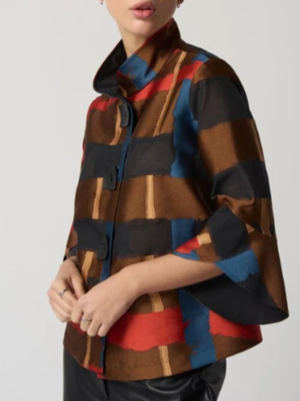 NWT! Joseph Ribkoff Stand Collar Trapeze Jacket Size 16 TET $275